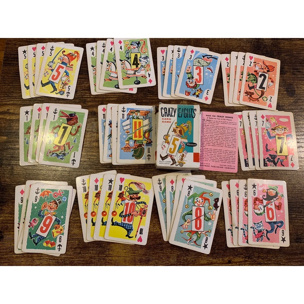 Whitman 1951 Crazy Eights Card‎ Game Complete With Rule Card